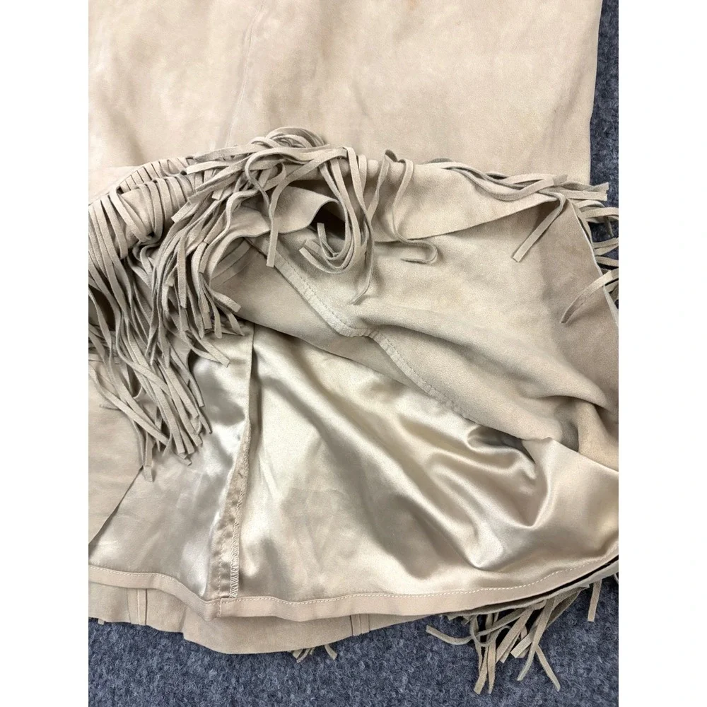 Parker Suede Fringe Dress XS Tan Laser Cut Western Boho Festival
